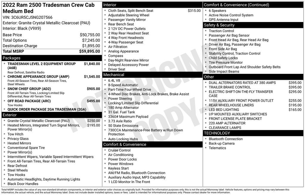 2022 RAM 2500 Tradesman 4X4 Crew Cab SWB's photo