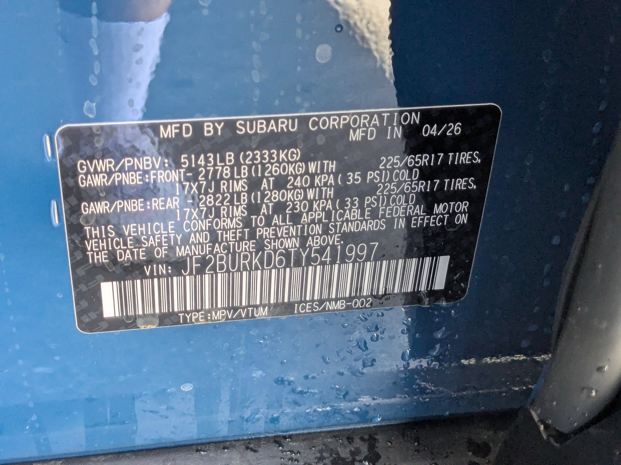 New 2026 GEYSER BLUE Subaru Wilderness image 15