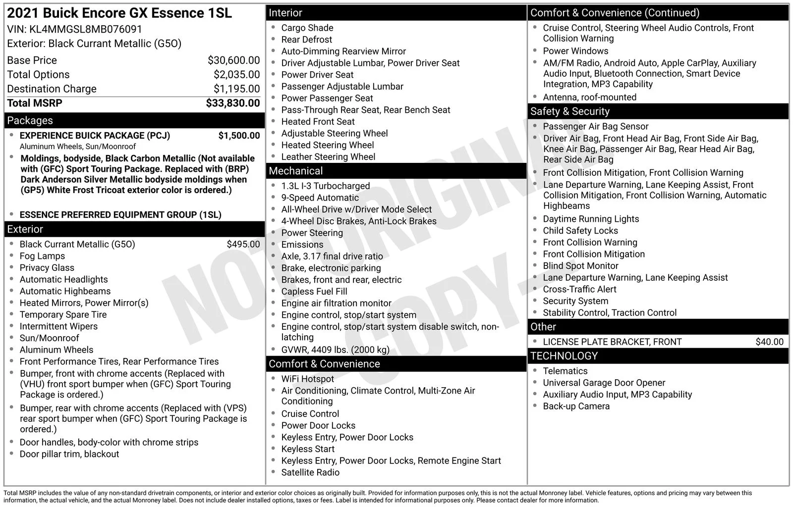 Used 2021 Buick Encore GX Essence with VIN KL4MMGSL8MB076091 for sale in Brainerd, Minnesota
