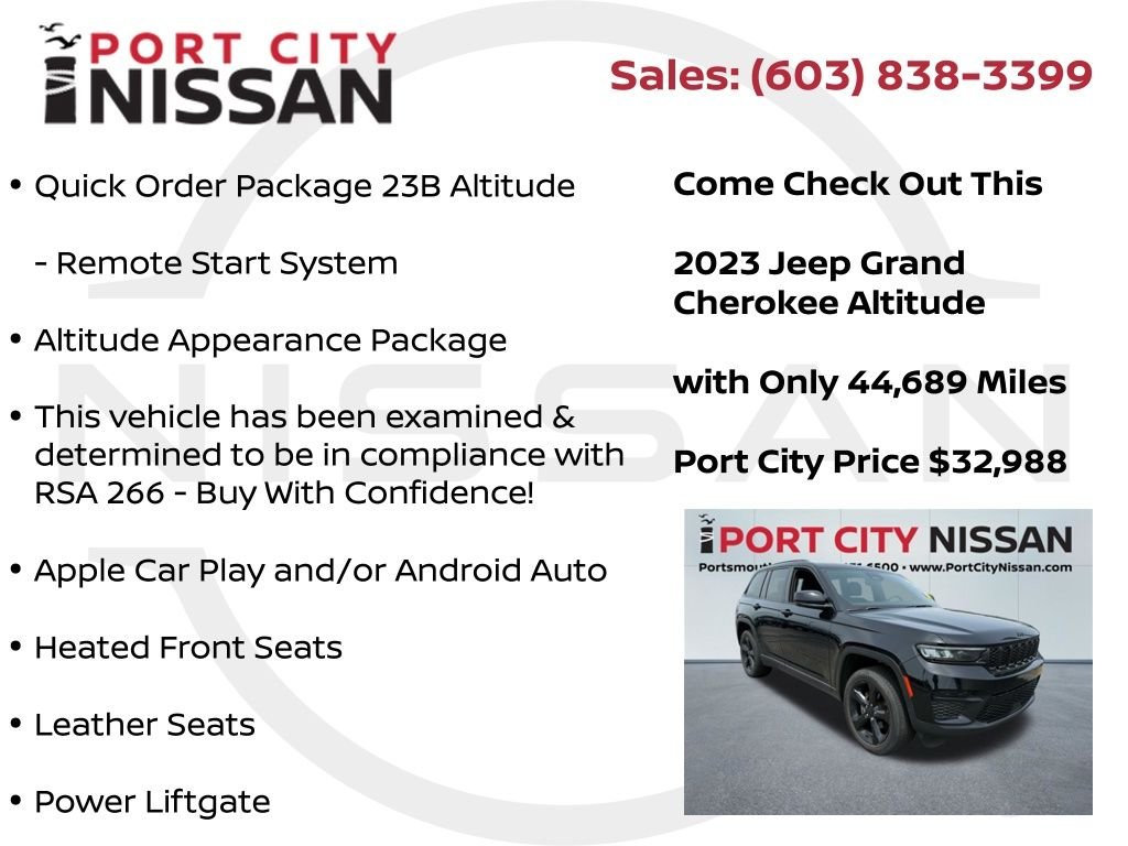 Used 2023 Diamond Black Crystal Pearlcoat Jeep Altitude x w/power sunroof image 6