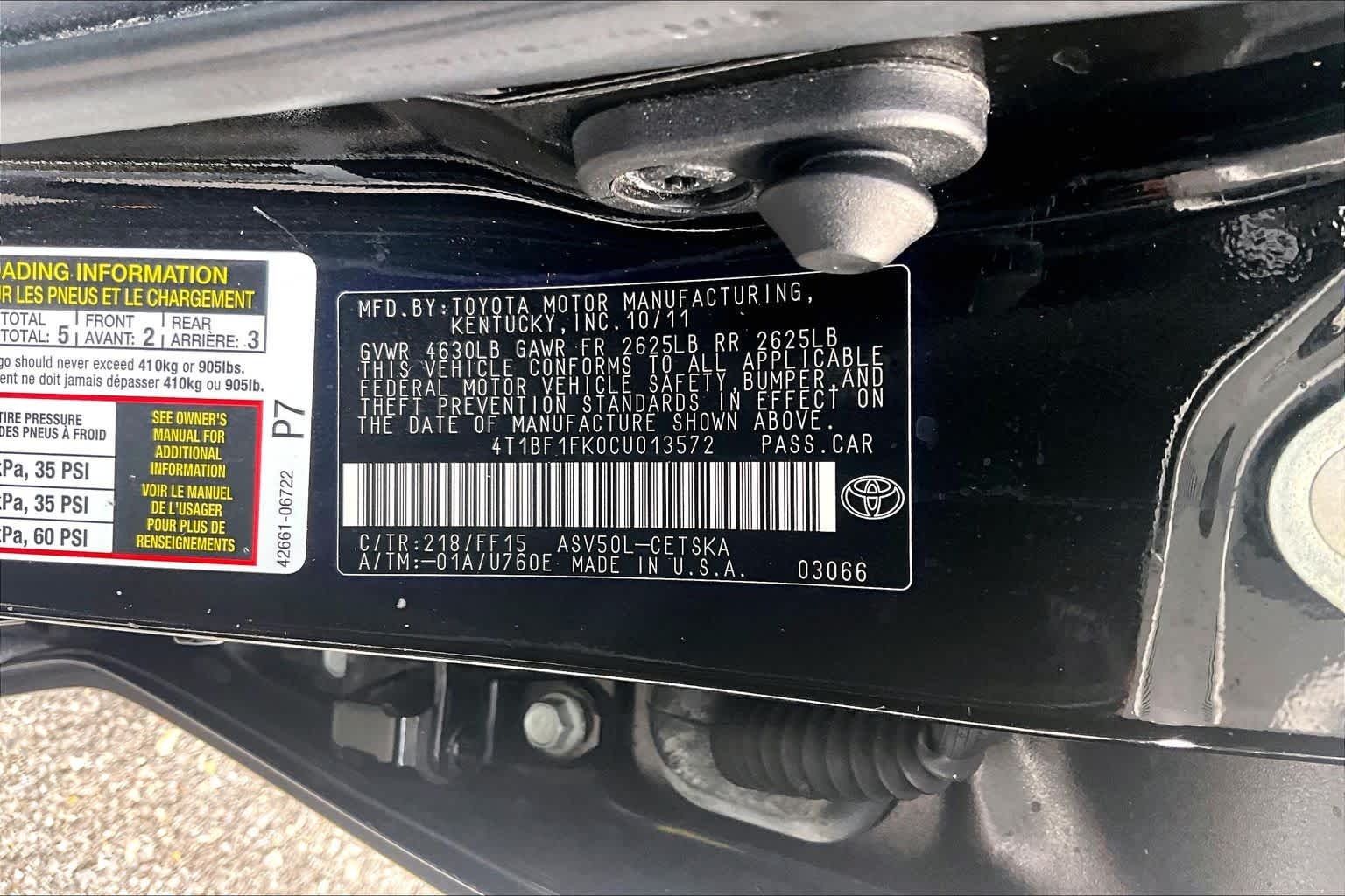 Used 2012 Attitude Black Metallic Toyota SE image 31
