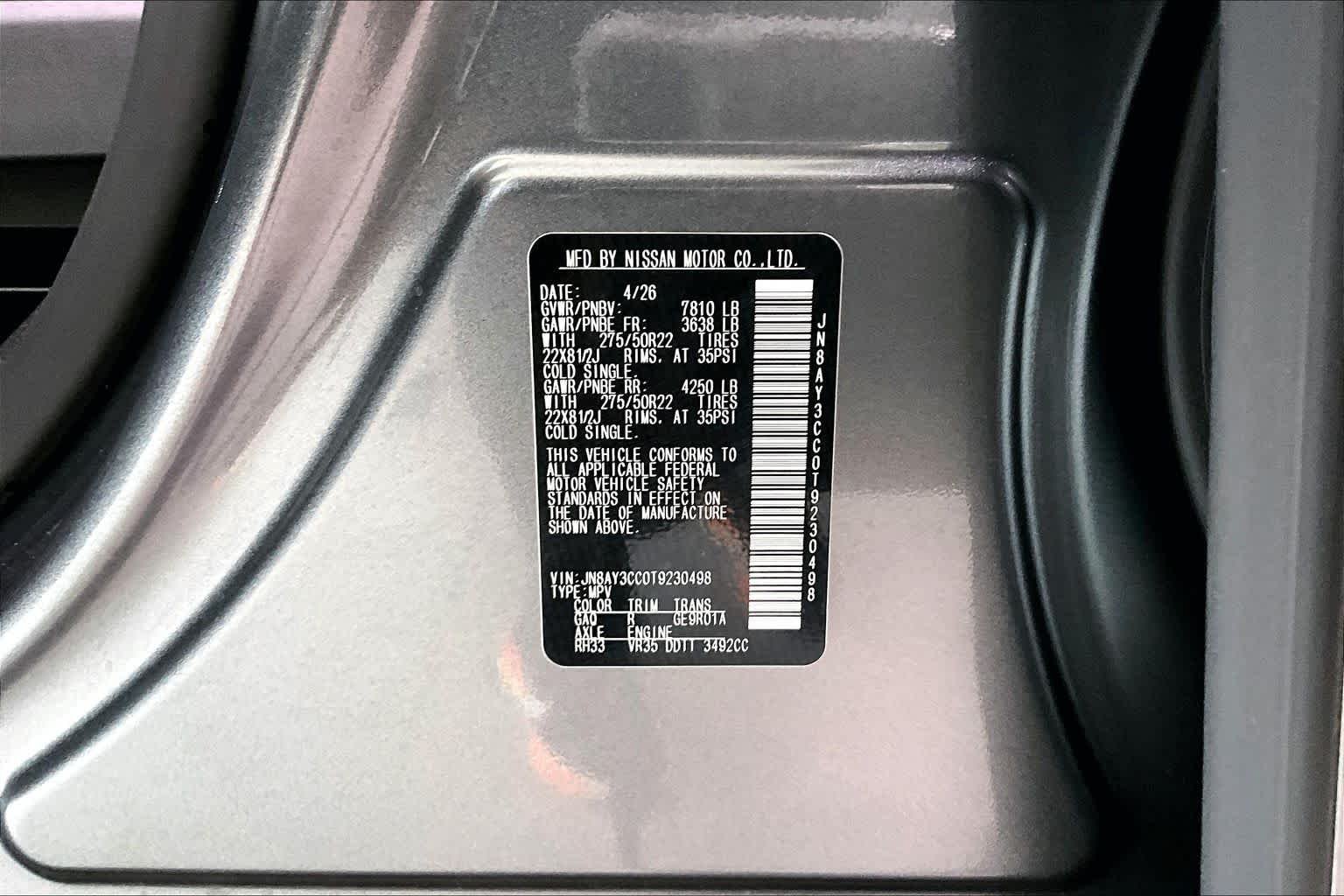 New 2026 Gun Metallic / Super Black Two-tone Nissan Platinum Reserve image 17