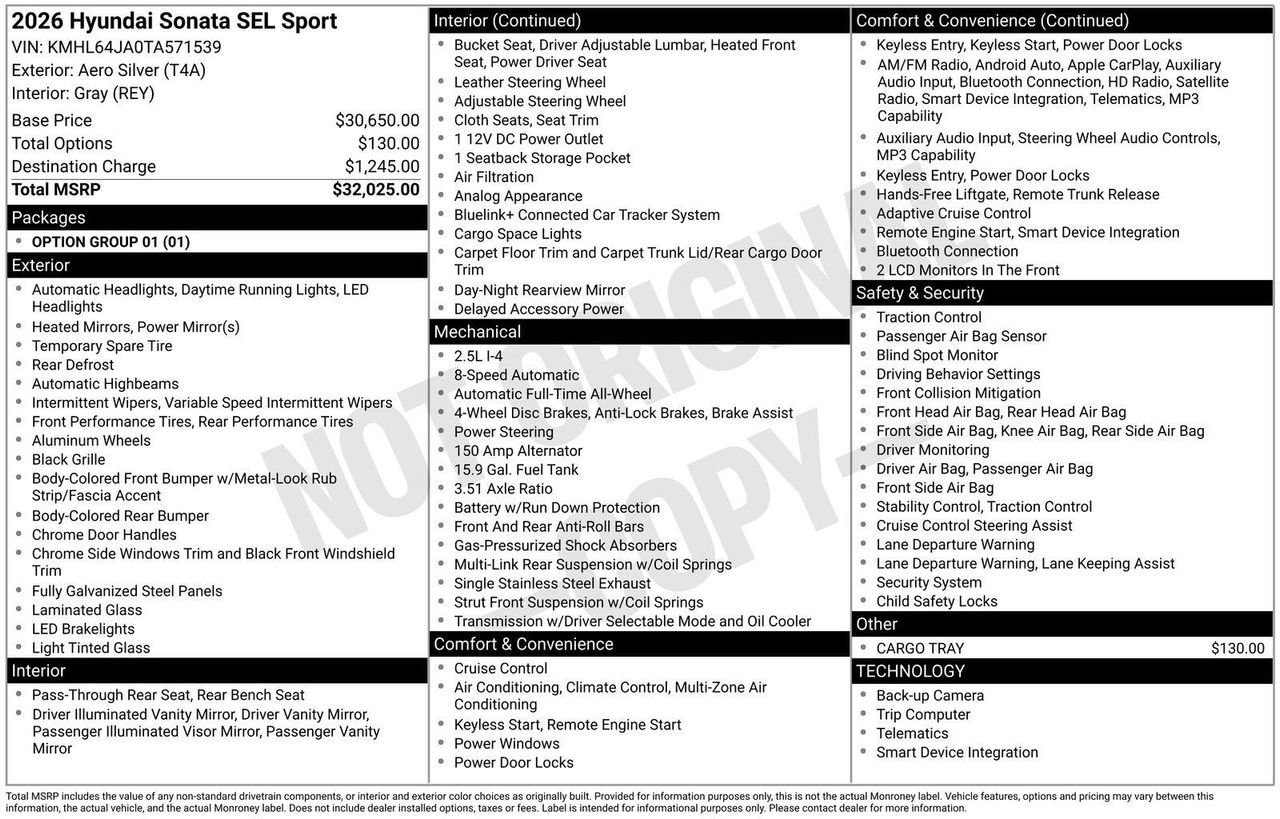 New 2026 Silver Hyundai SEL Sport image 30