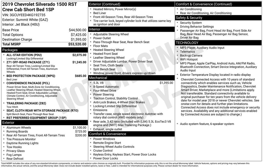 Used 2019 SUMMIT WHITE Chevrolet RST image 38