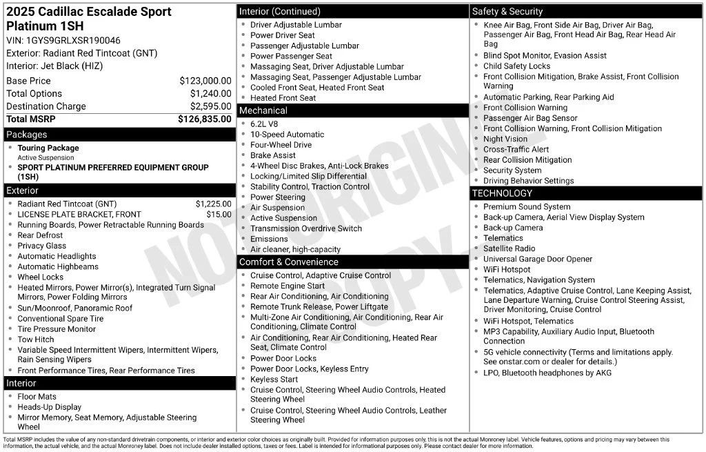 Used 2025 Radiant Red Tintcoat Cadillac Sport Platinum image 5
