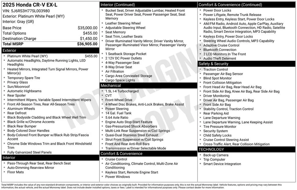 Used 2025 White Honda EX-L image 31