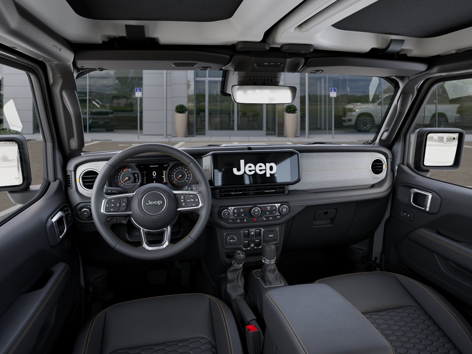 New 2025 Bright White Clear-Coat Exterior Paint Jeep Sahara image 36