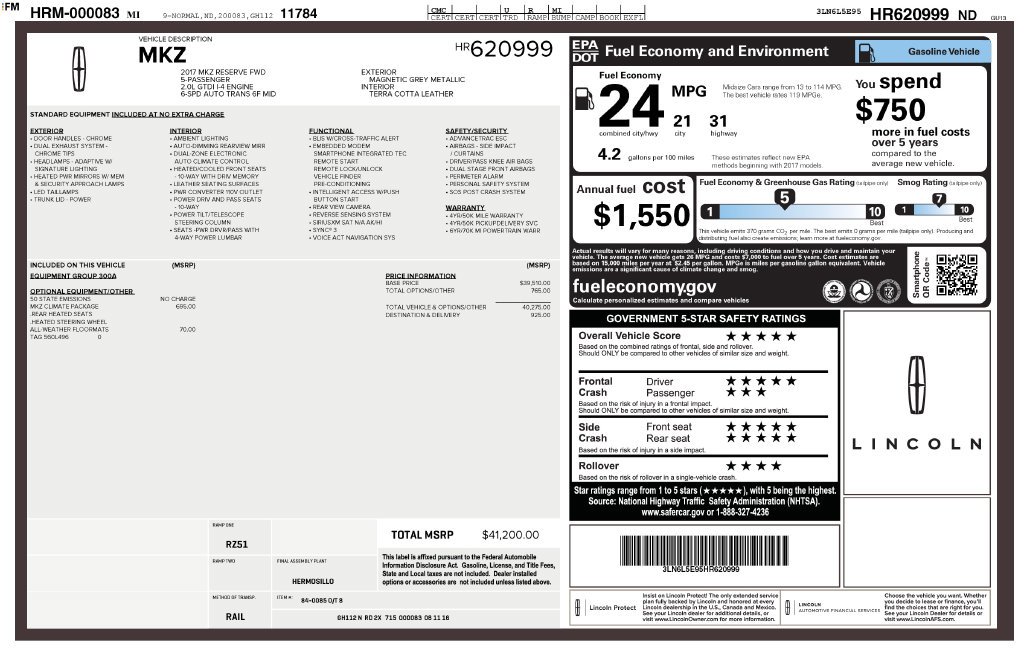 Used 2017 Gray Lincoln Reserve image 1