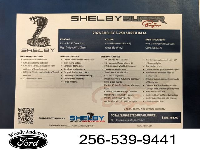 New 2026 Star White Metallic Tri-Coat Ford Lariat Shelby Super Baja image 21