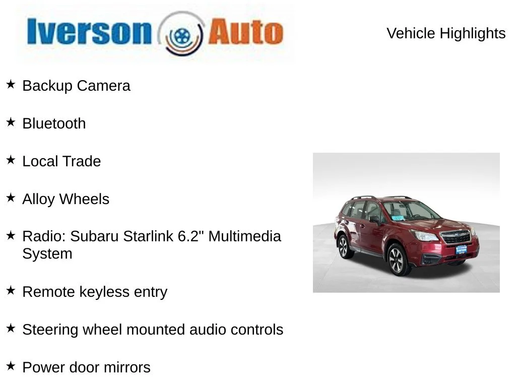 Used 2018 Subaru Forester Base with VIN JF2SJABC2JH581363 for sale in Huron, SD