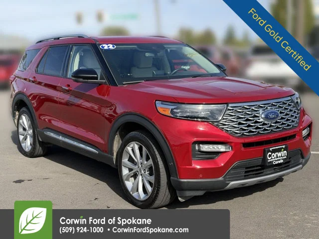 Certified Used 2022 Rapid Red Metallic Tinted Clearcoat Ford Platinum image 1