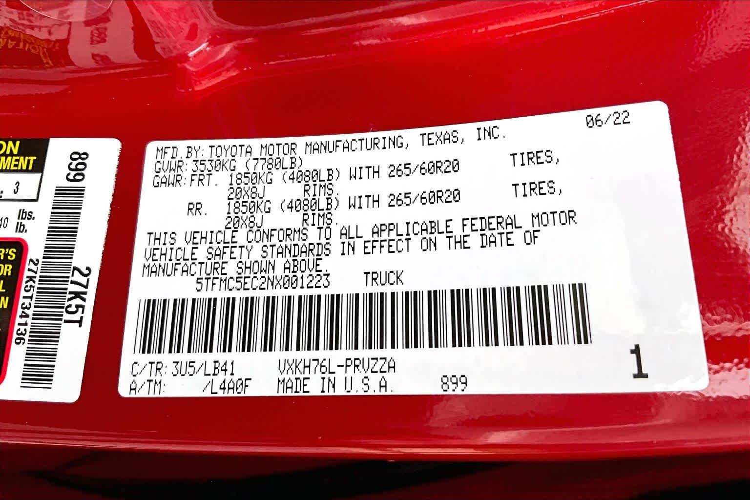 Used 2022 Supersonic Red Toyota 1794 Edition Hybrid image 35