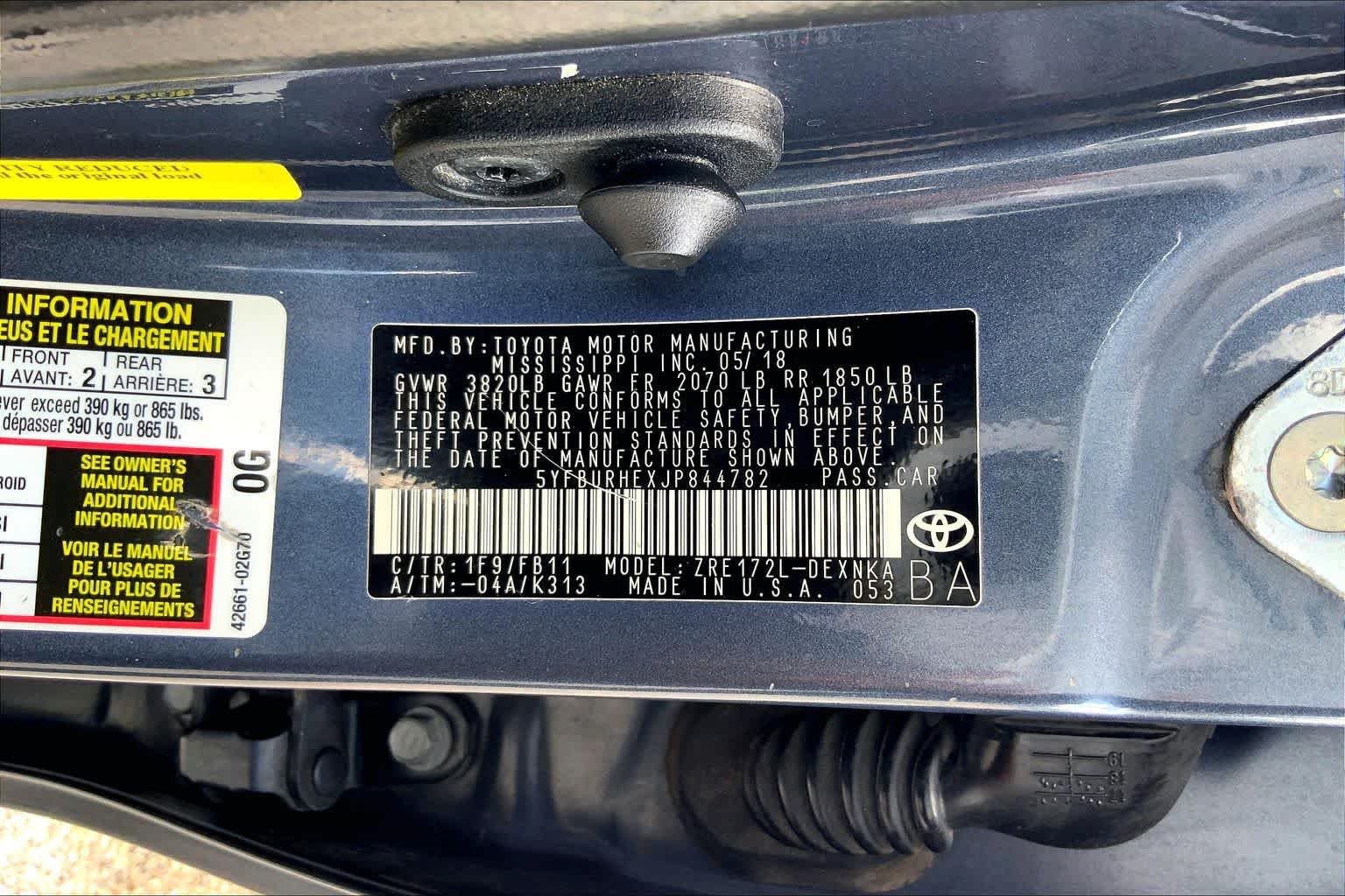 Used 2018 Slate Metallic Toyota LE image 36