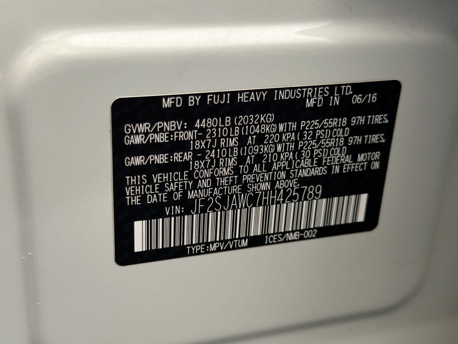 Used 2017 Crystal White Pearl Subaru Touring image 39
