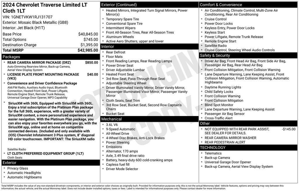 Used 2024 Black Chevrolet LT Cloth image 34