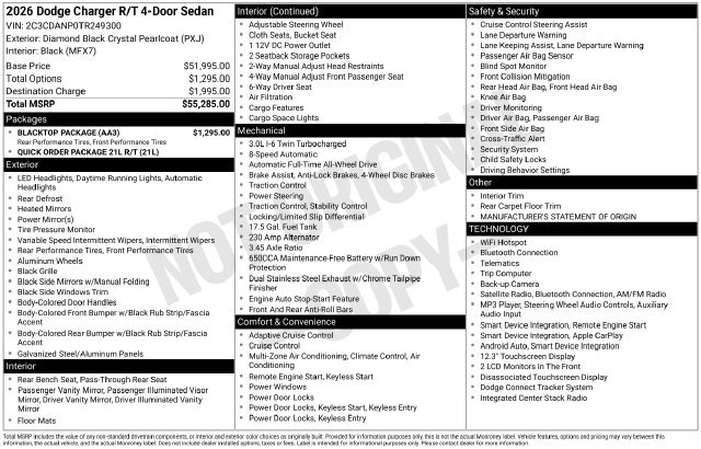 New 2026 Diamond Black Crystal Pearlcoat Dodge R/T image 49