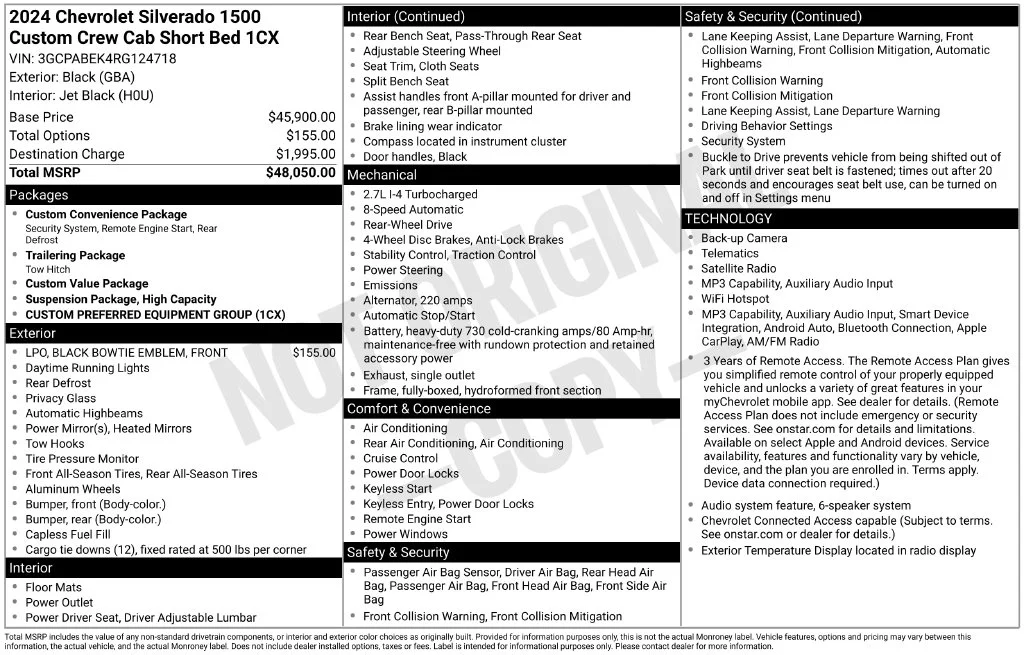 Used 2024 Black Chevrolet Custom image 8
