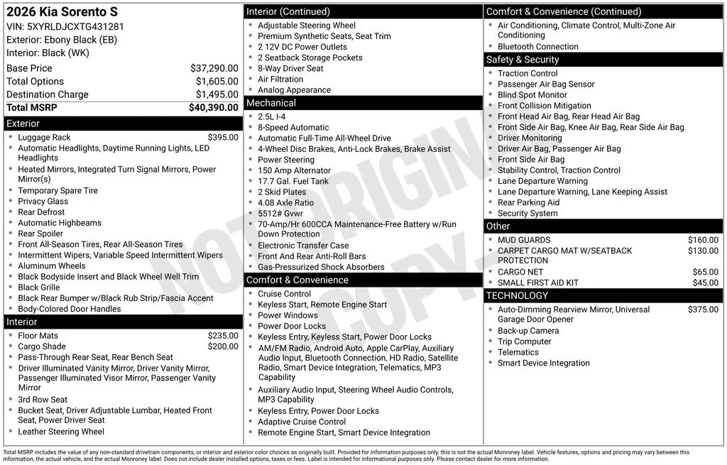New 2026 Ebony Black Kia S image 29