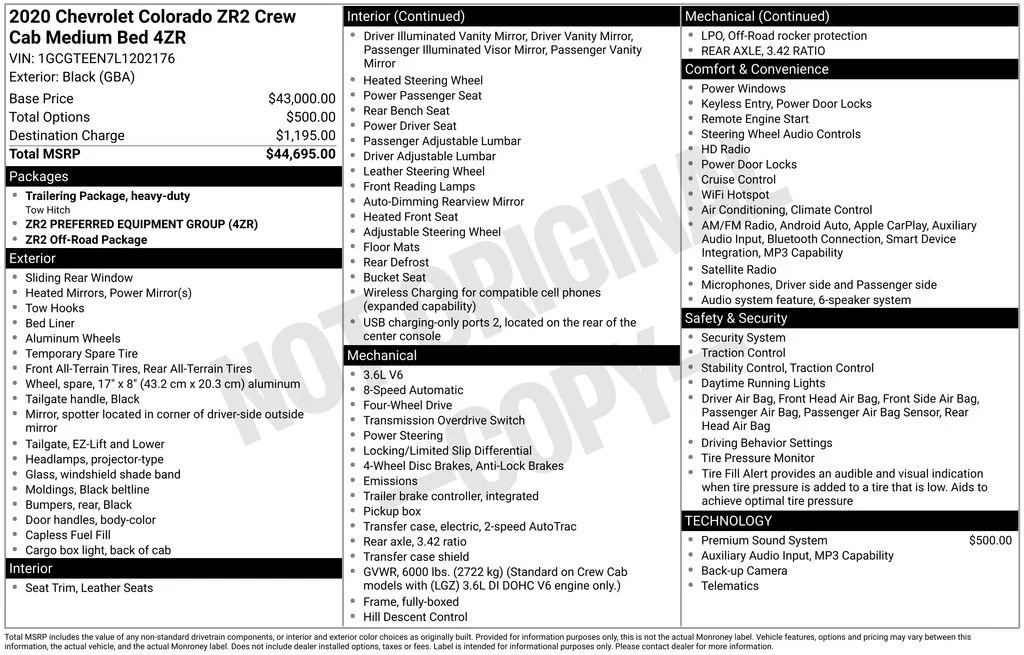 Used 2020 BLACK Chevrolet 4WD ZR2 image 10