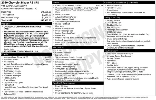 Used 2020 White Chevrolet RS image 5