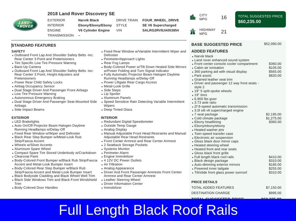 Used 2018 Black Land Rover SE image 6