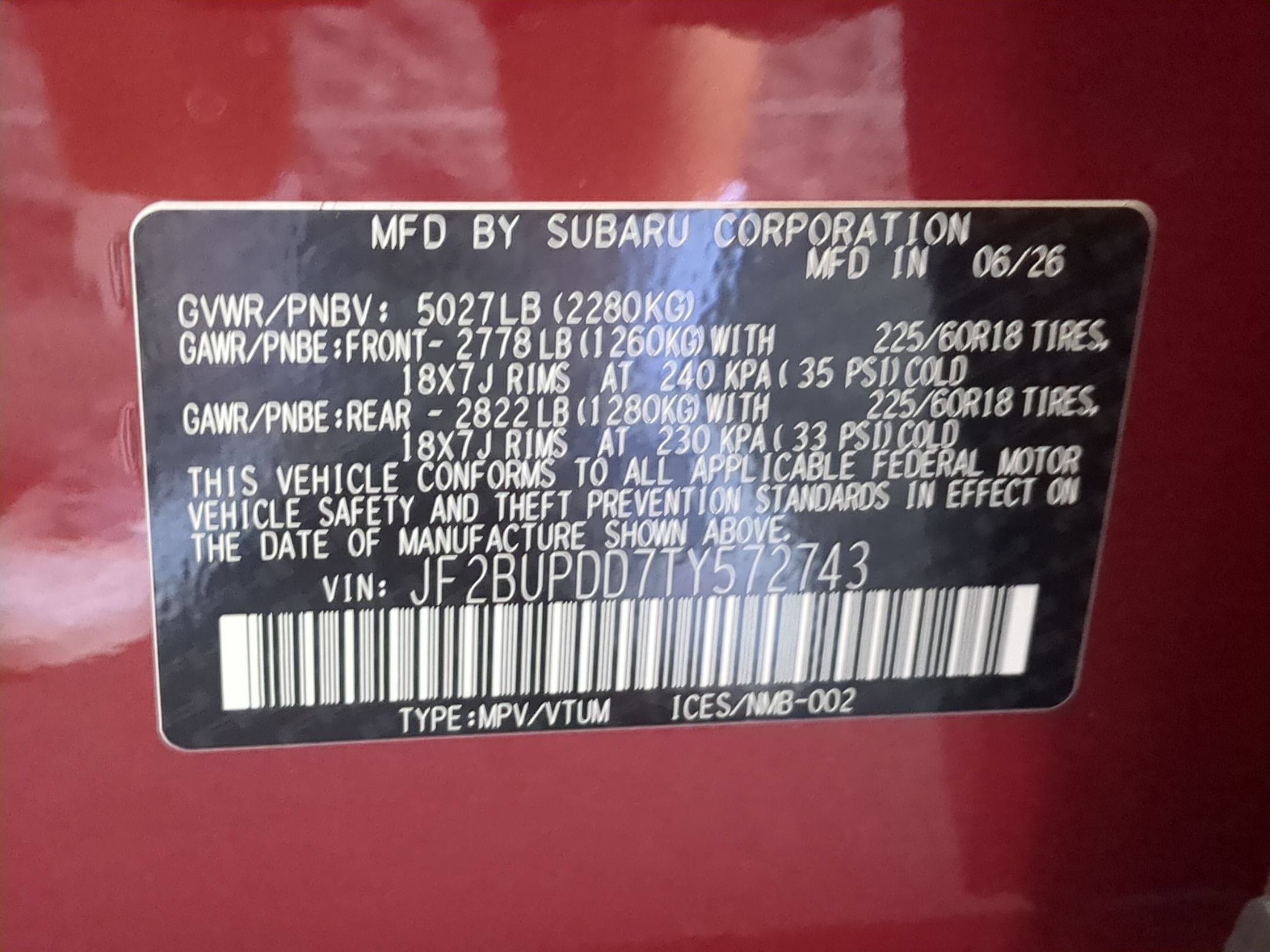 New 2026 CRIMSON RED PEARL Subaru Limited image 16