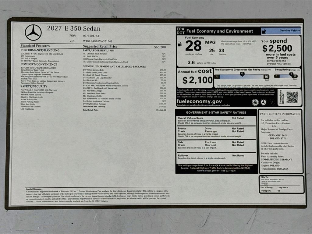 New 2027 Obsidian Black Metallic Mercedes-Benz E 350 image 9