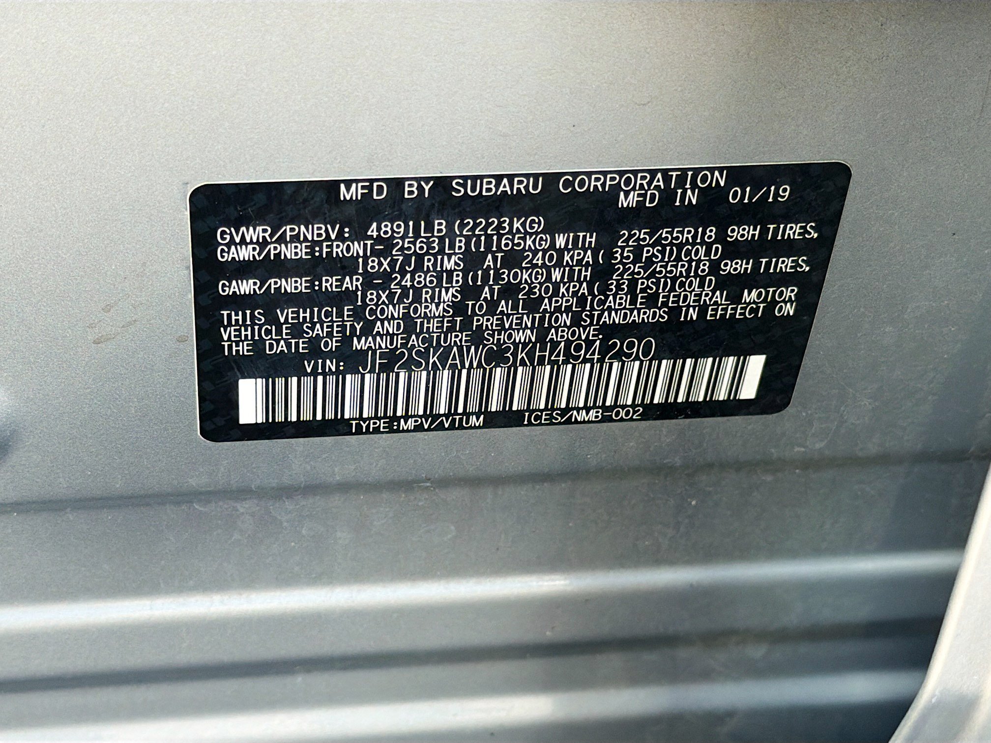 Used 2019 Ice Silver Metallic Subaru Touring image 44