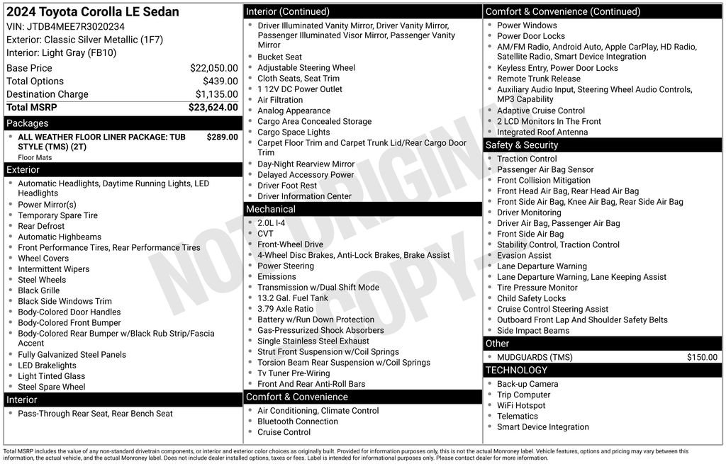 Used 2024 Silver Toyota LE image 2