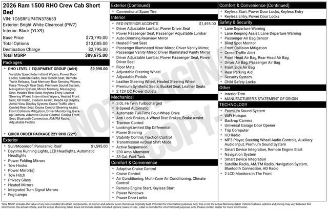 New 2026 Bright White Clear-Coat Exterior Paint RAM RHO image 31