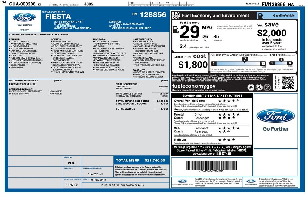 Used 2015 Black Ford ST image 2