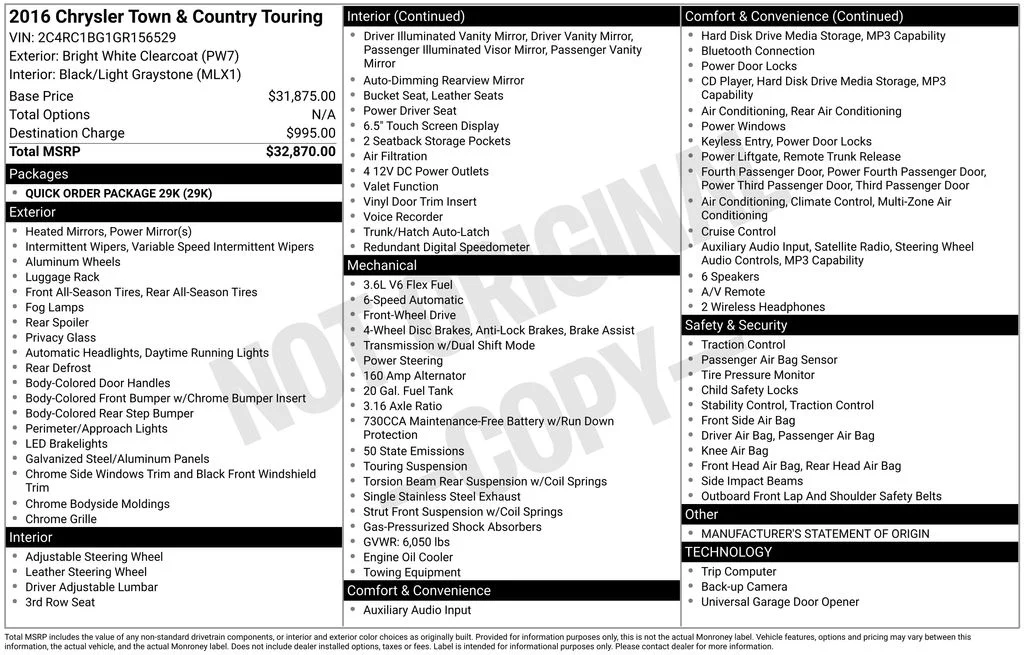 Used 2016 White Chrysler Touring image 6