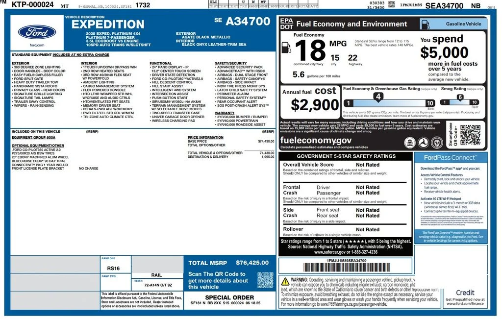 Certified Used 2025 Black Ford Platinum image 2