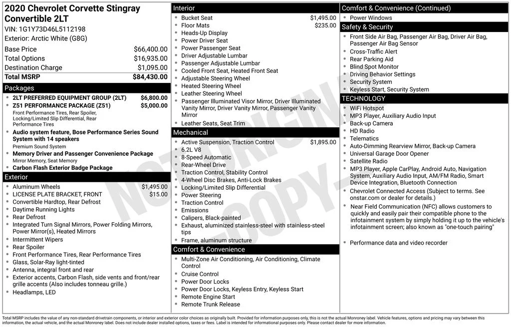 Used 2020 White Chevrolet Stingray image 39