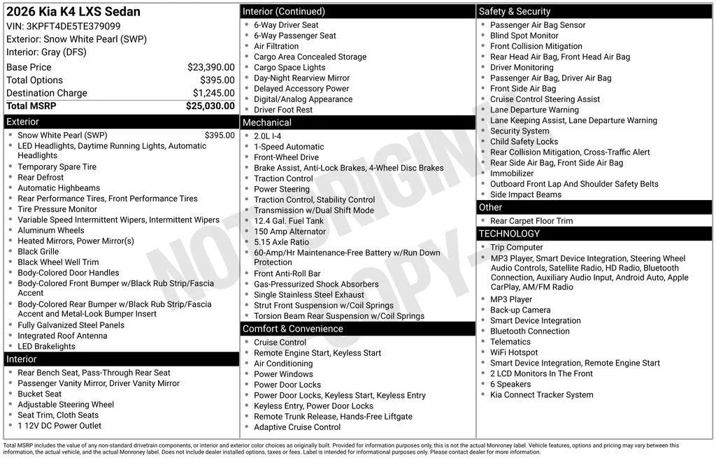New 2026 Snow White Pearl Kia LXS image 13