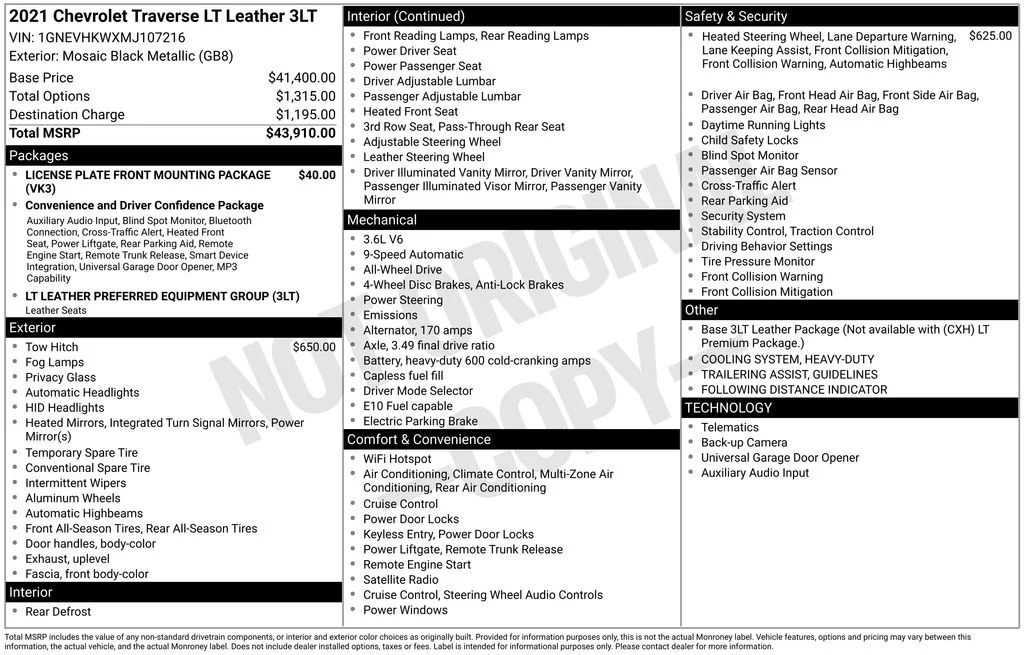 Used 2021 Black Chevrolet LT Leather image 9