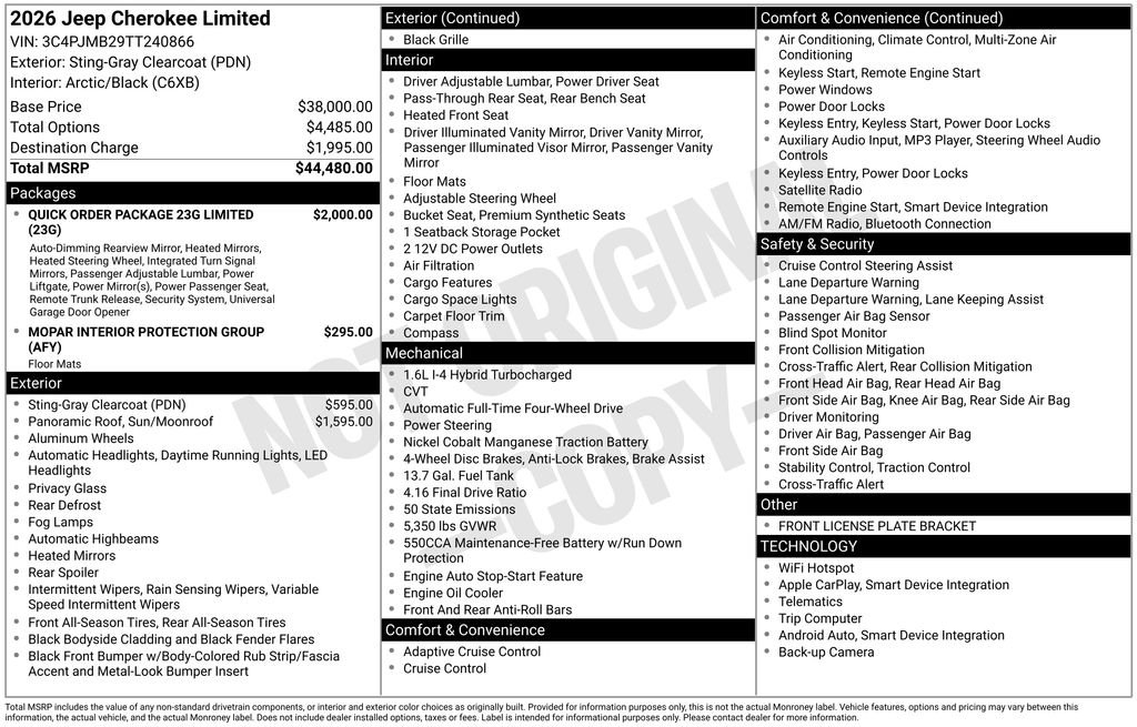 New 2026 Sting-Gray Clear-Coat Exterior Paint Jeep Limited image 22