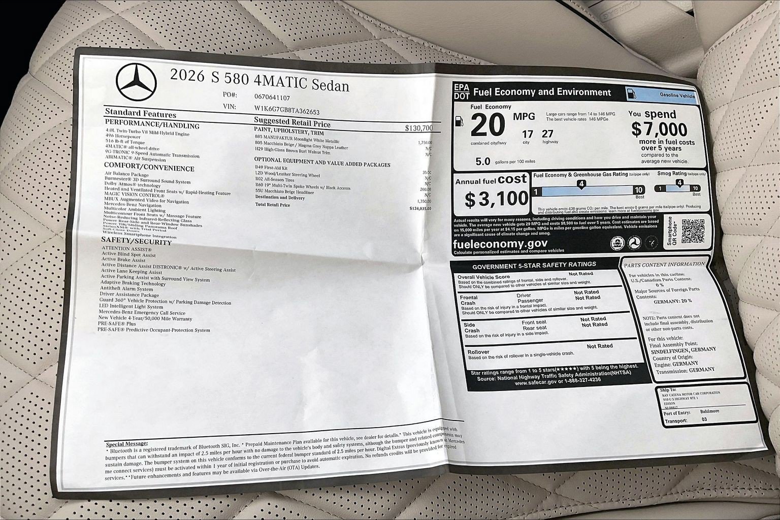 New 2026 MANUFAKTUR Moonlight White Metallic Mercedes-Benz S 580 image 26