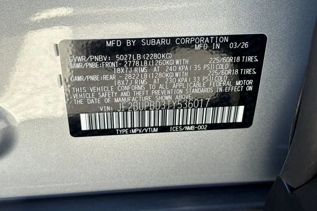 New 2026 ICE SILVER METALLIC Subaru Premium image 24