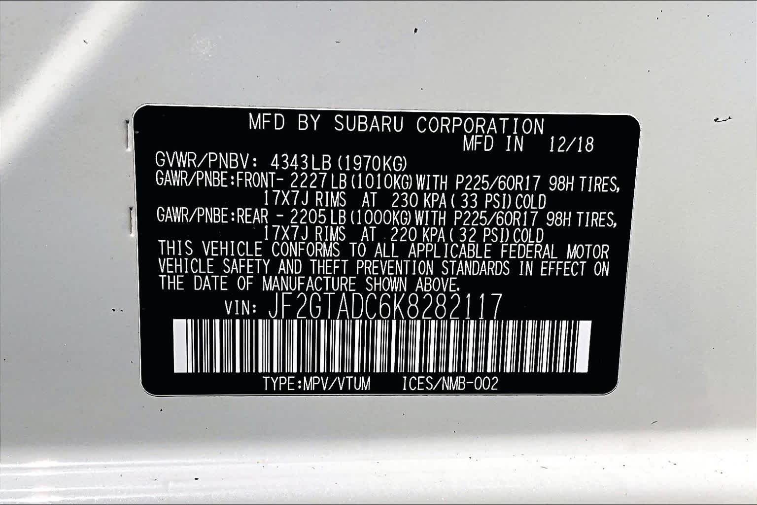 Used 2019 Crystal White Pearl Subaru Premium image 34