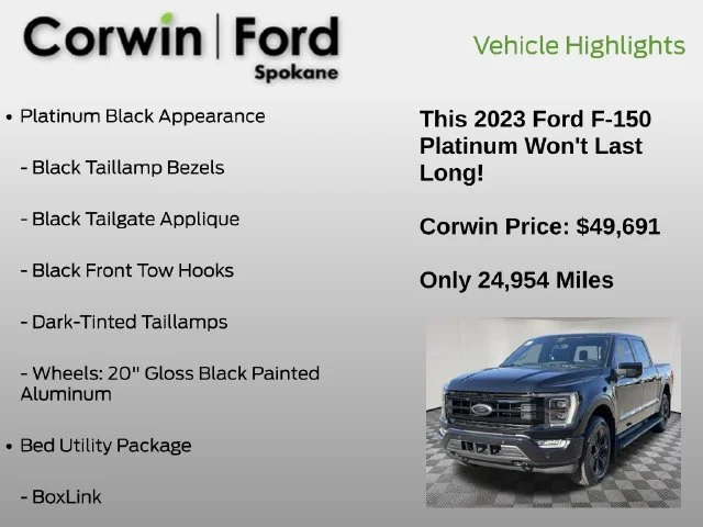 Certified Used 2023 Agate Black Metallic Ford Platinum image 13