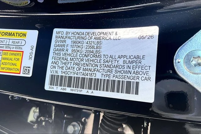 New 2026 Crystal Black Pearl Honda SE image 13
