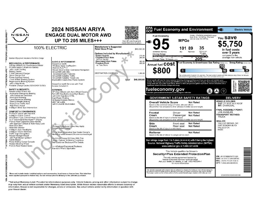 Used 2024 Nissan ARIYA Engage with VIN JN1CF0BB2RM731225 for sale in Olympia, WA