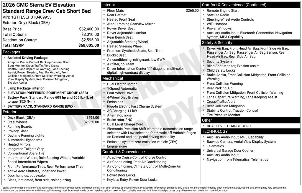 New 2026 Onyx Black GMC Elevation Standard Range image 31