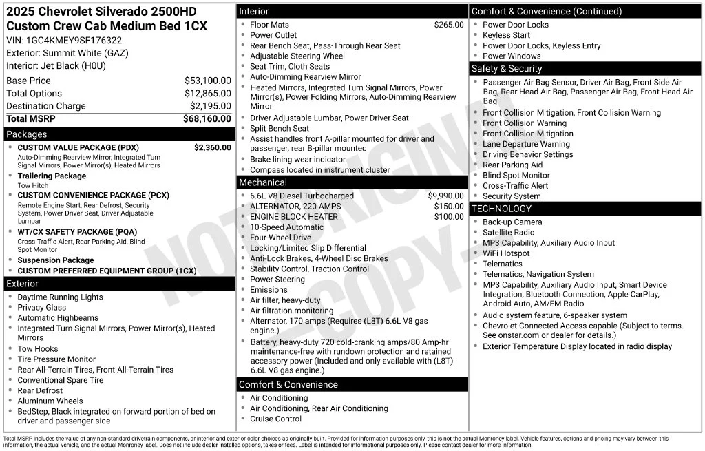 Used 2025 White Chevrolet Custom image 10