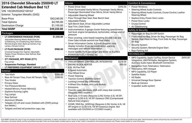 Used 2016 TUNGSTEN METALLIC Chevrolet LT image 5