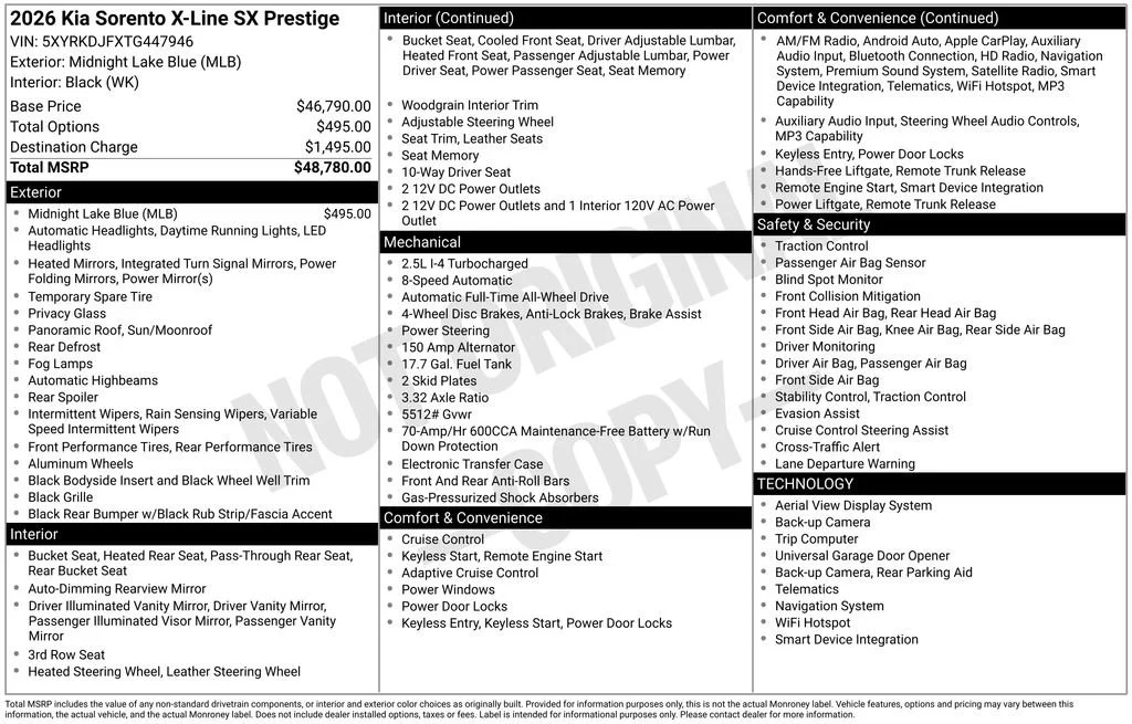 New 2026 Midnight Lake Blue Kia X-Line SX Prestige image 35