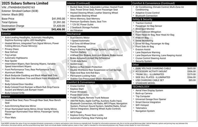 2025 Subaru Solterra Limited
