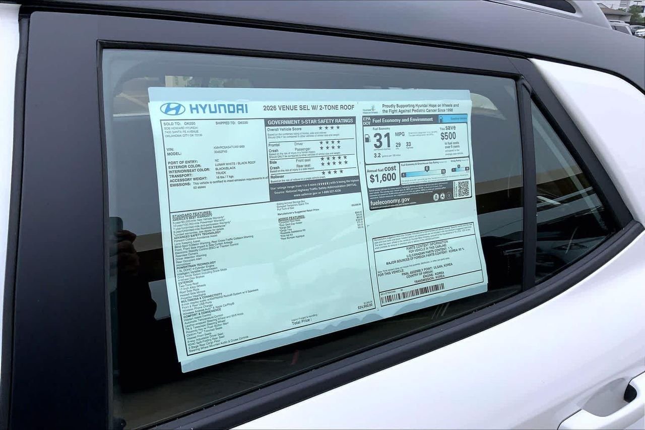 New 2026 Lunar White w/Black Roof Hyundai SEL w/Two-Tone Roof image 18
