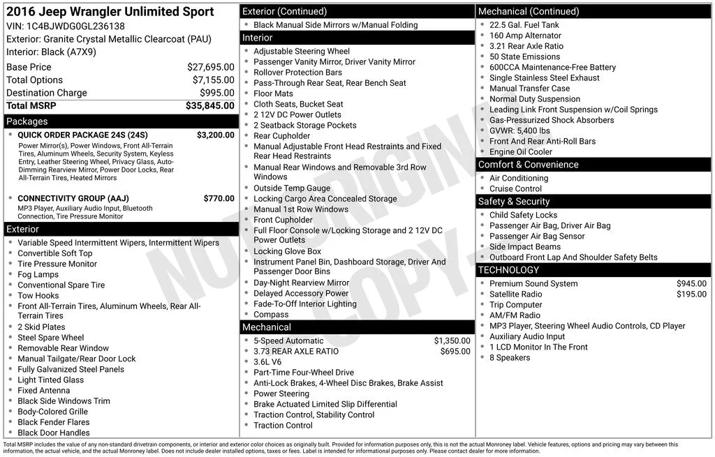 Used 2016 Gray Jeep Unlimited Sport image 2